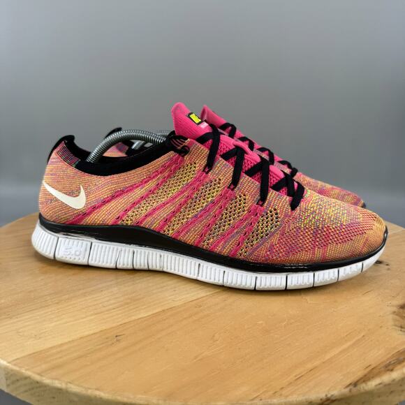 Nike Free Flyknit NSW Men’s Size 11.5 Shoes Pink Flash Running Lightweight - Picture 1 of 9